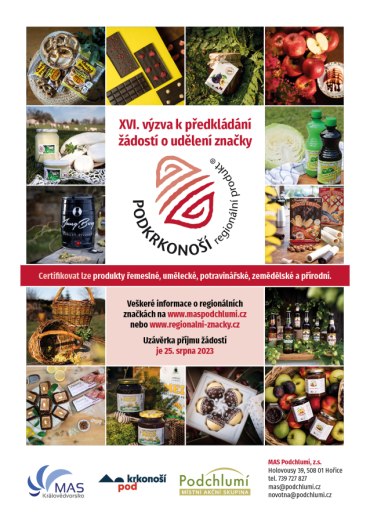 Výzva XVI. k předkládání žádostí o udělení značky PODKRKONOŠÍ regionální produkt