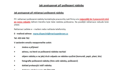 Jak postupovat při poškození nádoby na odpad