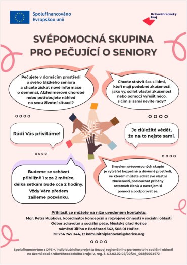 Hořice - svépomocná skupina pro osoby pečující o seniora nebo osobu se zdravotním či duševním onemocněním