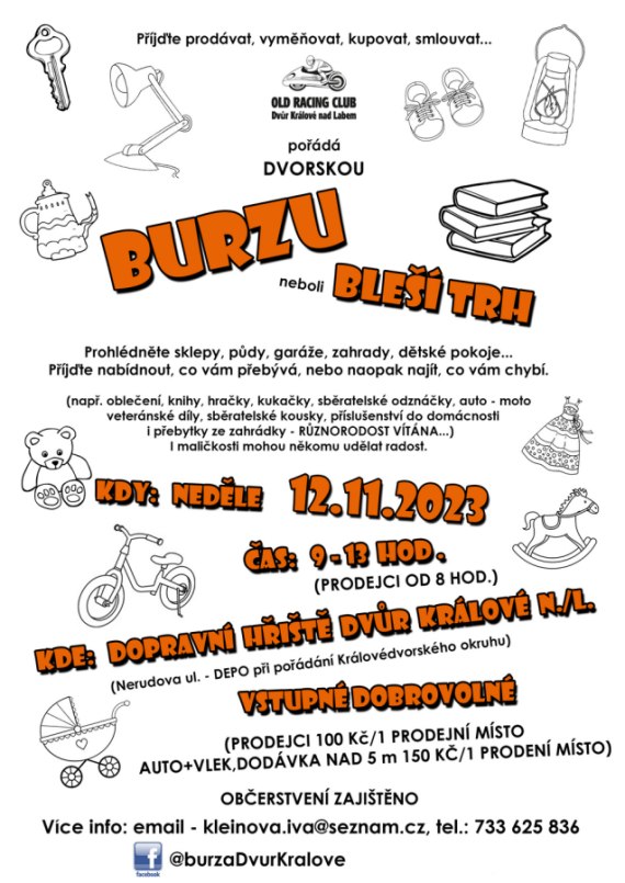 Bleší trh (burza) 12.11.2023 - Dvůr Králové nad Labem