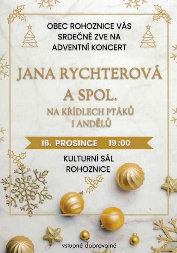 Koncert J.Rychterová 16.12.2023 - Obec Rohoznice