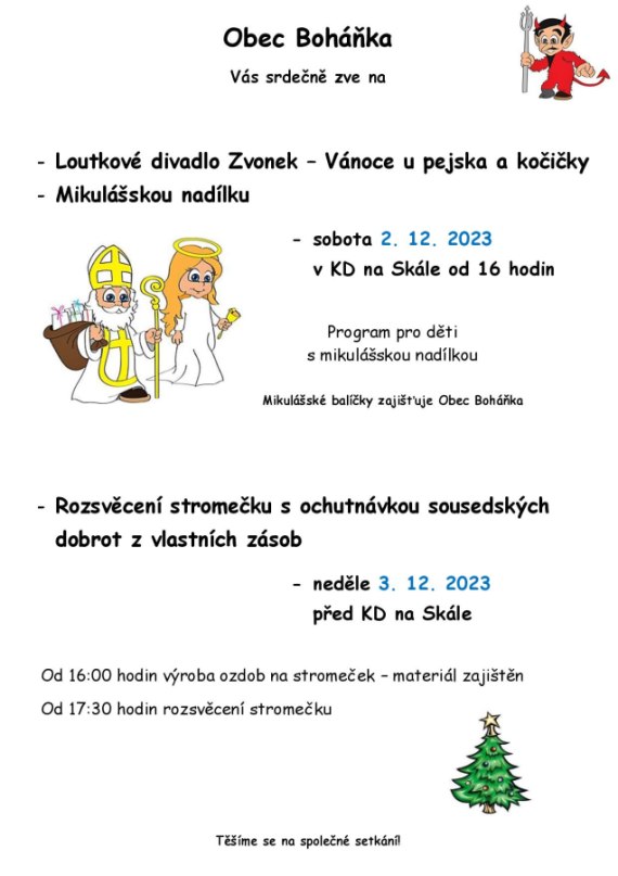 Mikulášská nadílka a rozsvěcení stromku