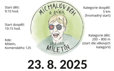 Poděkování za pomoc při záplavách na Jesenicku 2024 Michalův běh 4.ročník / 23.08.2025 Miletín
