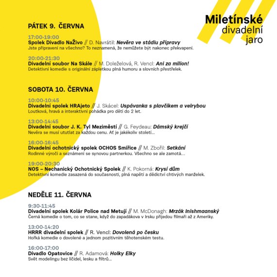 Miletínské divadelní jaro 9.-11.6.2023