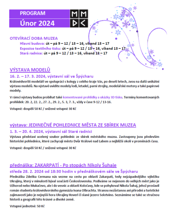 Muzeum Dvůr Králové - program 02/2024