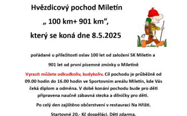 Hvězdicový pochod Miletín / 08.05.2025