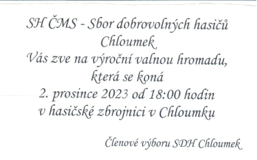 Schůze hasičů SDH Chloumek