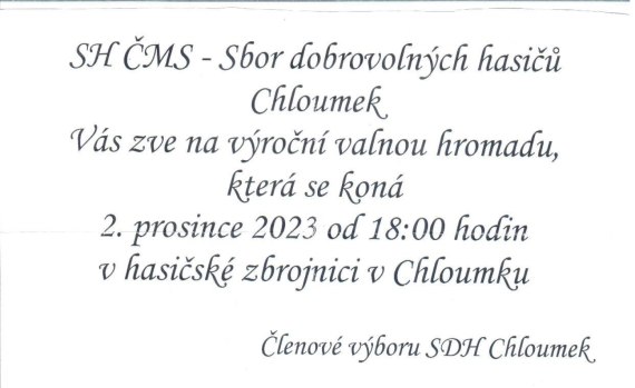 Schůze hasičů SDH Chloumek