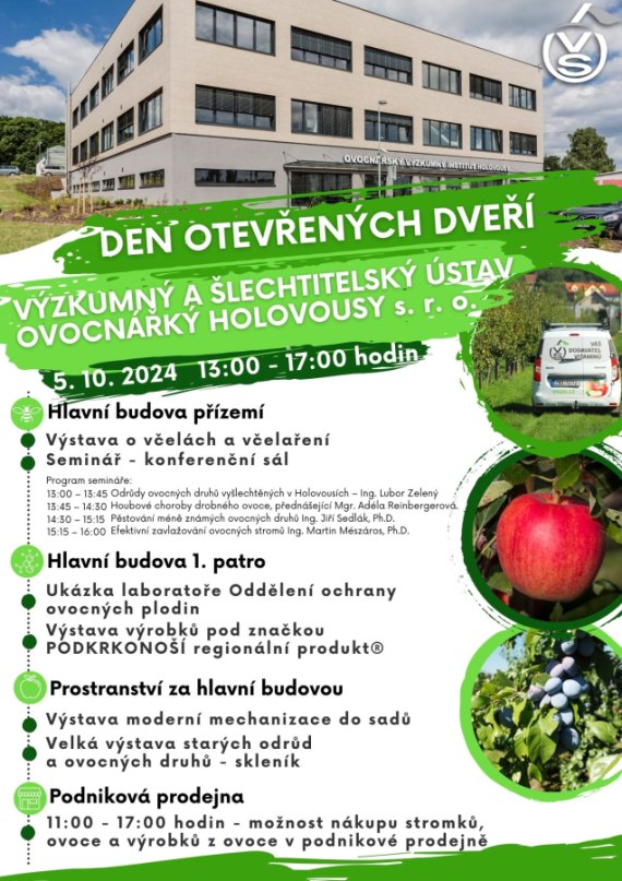 Den otevřených dvěří - Výzkumný a šlechtitelský ústav ovocnářský Holovousy s.r.o. / 05.10.2024