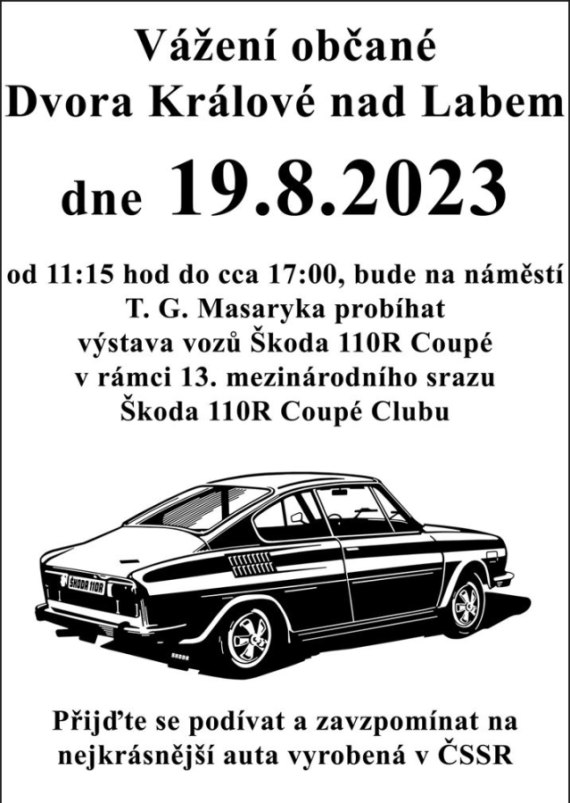 Výstava vozů Škoda 110R Coupé - 19.08.2023 Dvůr Králové nad Labem