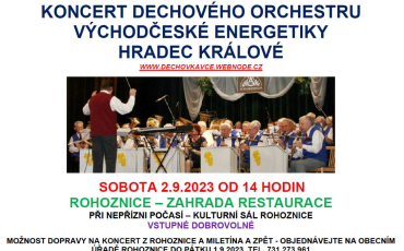 Koncert dechového orchestru VČE Hradec Králové 02.09.2023 - Obecní úřad Rohoznice
