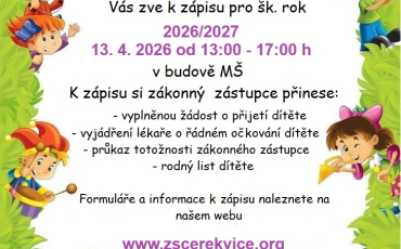 Zápis do MŠ Cerekvice / 13.04.2026